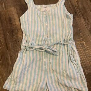 Old Navy Kids Aqua and White Striped Romper